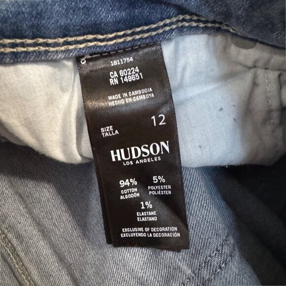 HUDSON Mid-Rise Straight Wide Leg Cropped Stretch Denim Light Wash Jeans 12 - Picture 5 of 6